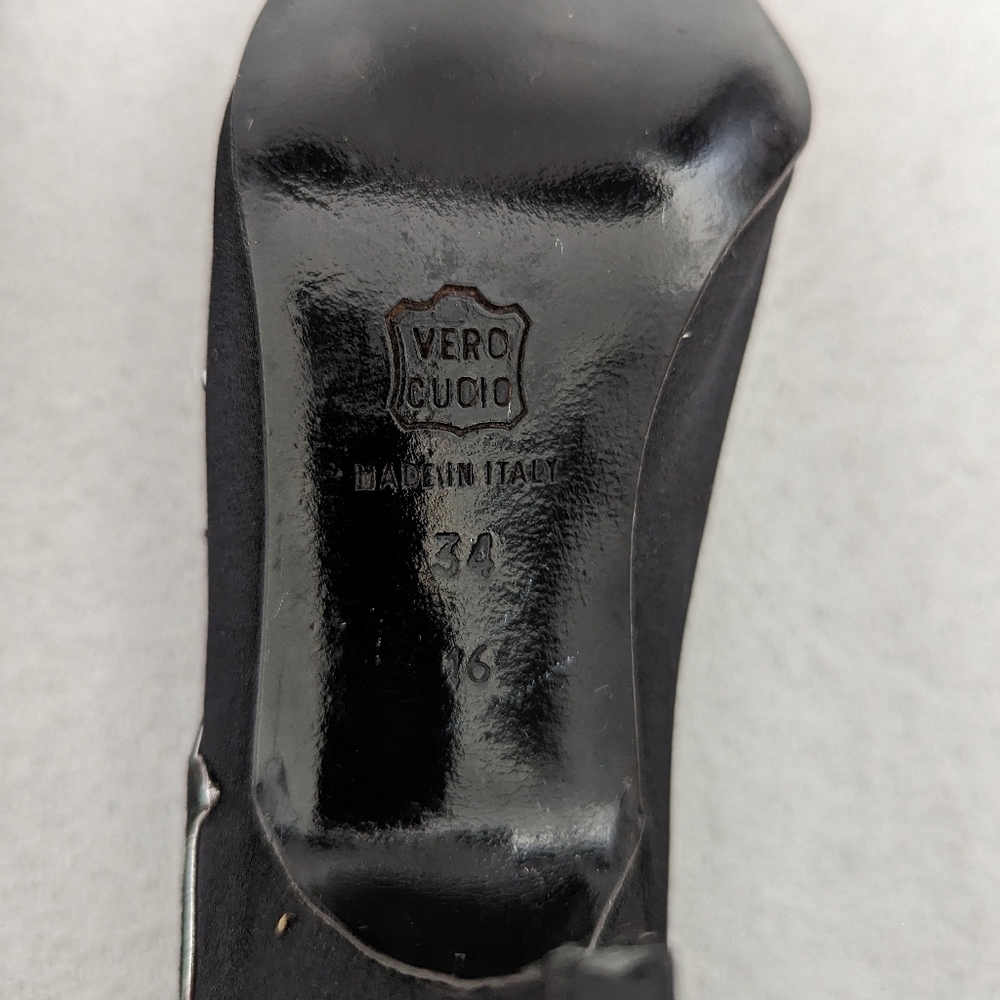 Vero Cuoio satin embroidery details heels for teens size 34 - Picture 9 of 10